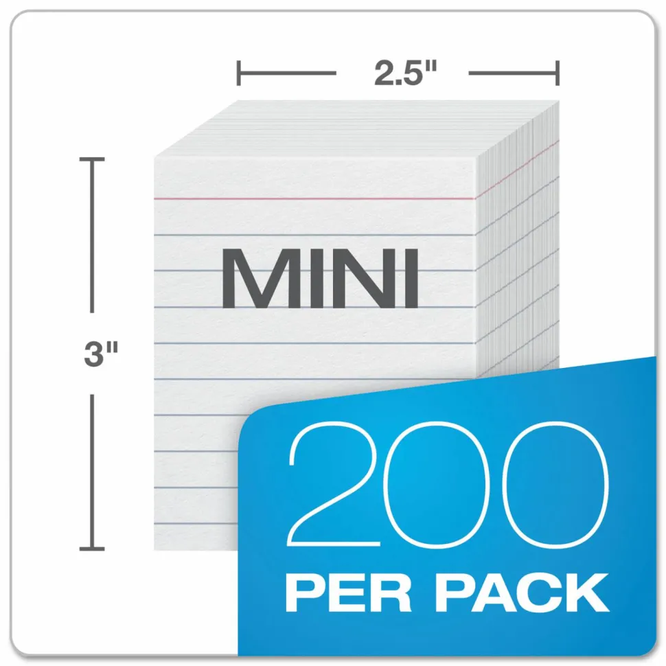 Oxford Ruled Mini Index Cards, 3 x 2.5, White, 200/Pack