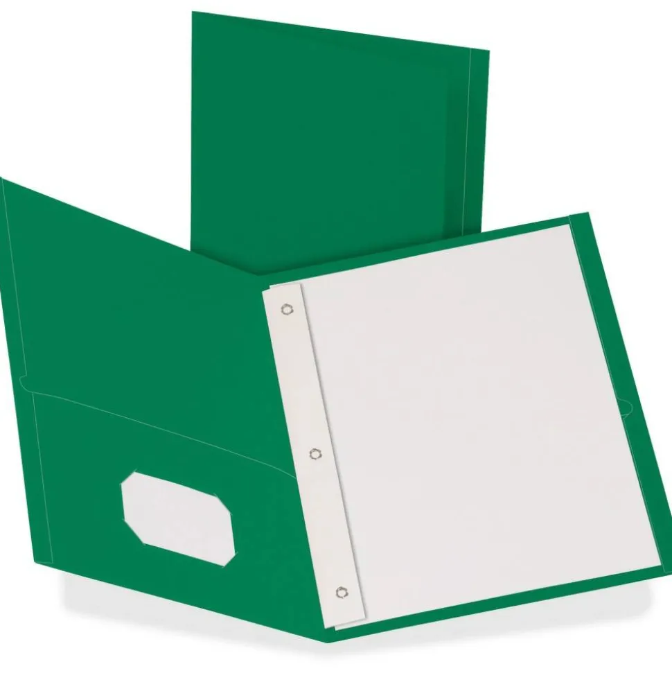 Oxford Twin-Pocket Portfolio With Fasteners, 8 1/2" x 11", Hunter Green, Pack Of 25