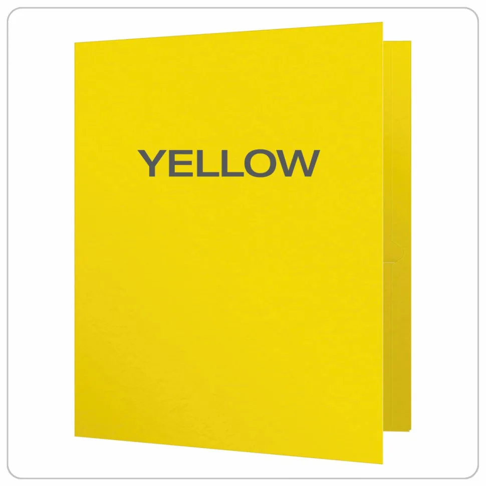 Oxford Twin-Pocket Portfolio With Fasteners, 8 1/2" x 11", Yellow, Pack Of 25