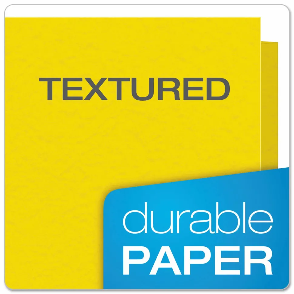 Oxford Twin-Pocket Portfolio With Fasteners, 8 1/2" x 11", Yellow, Pack Of 25