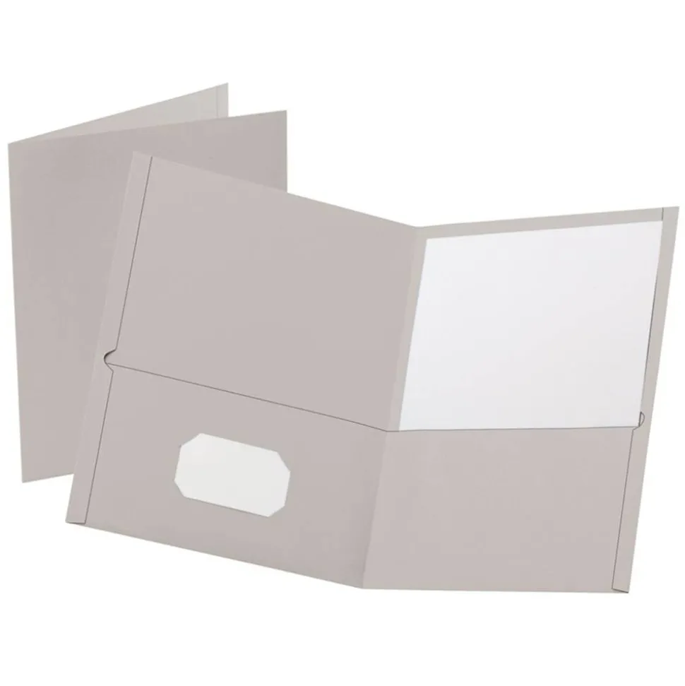 Oxford Twin-Pocket Portfolios, 8 1/2" x 11", Gray, Pack Of 25