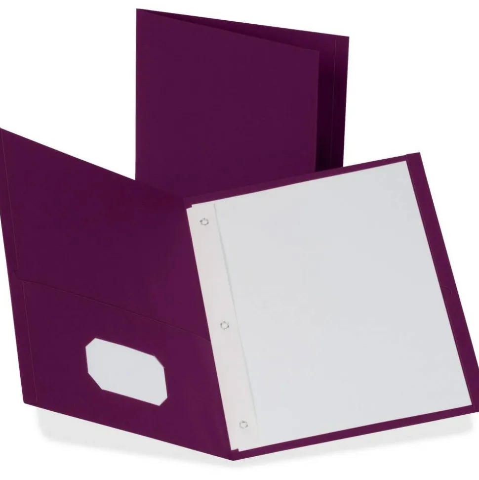 Oxford Twin-Pocket Portfolio With Fasteners, 8 1/2" x 11", Burgundy, Pack Of 25