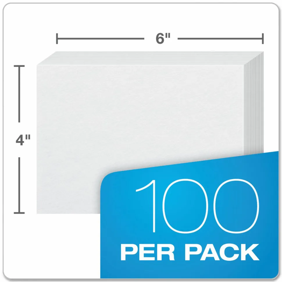 Oxford Unruled Index Cards, 4 x 6, White, 100/Pack