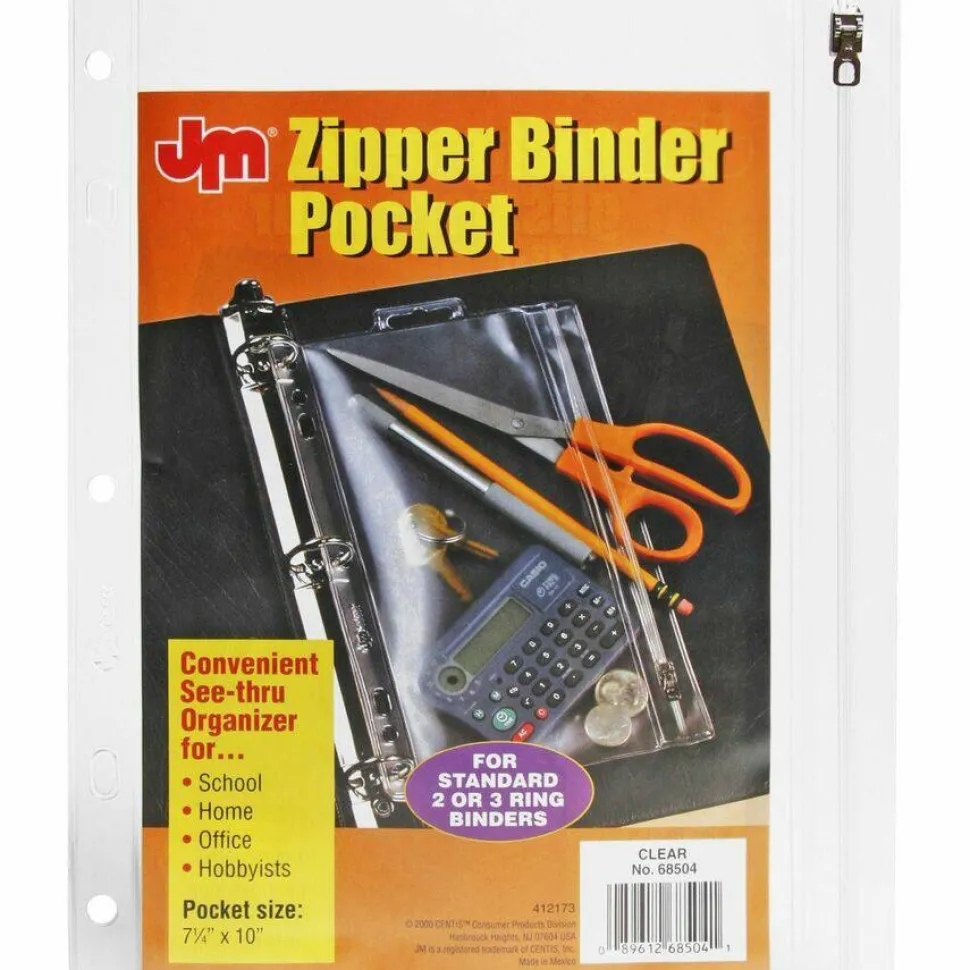 Oxford Zipper Binder Pocket, 2- to 5-Hole Punched, 8" x 10.5", Clear