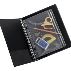 Oxford Zipper Binder Pocket, 2- to 5-Hole Punched, 8" x 10.5", Clear