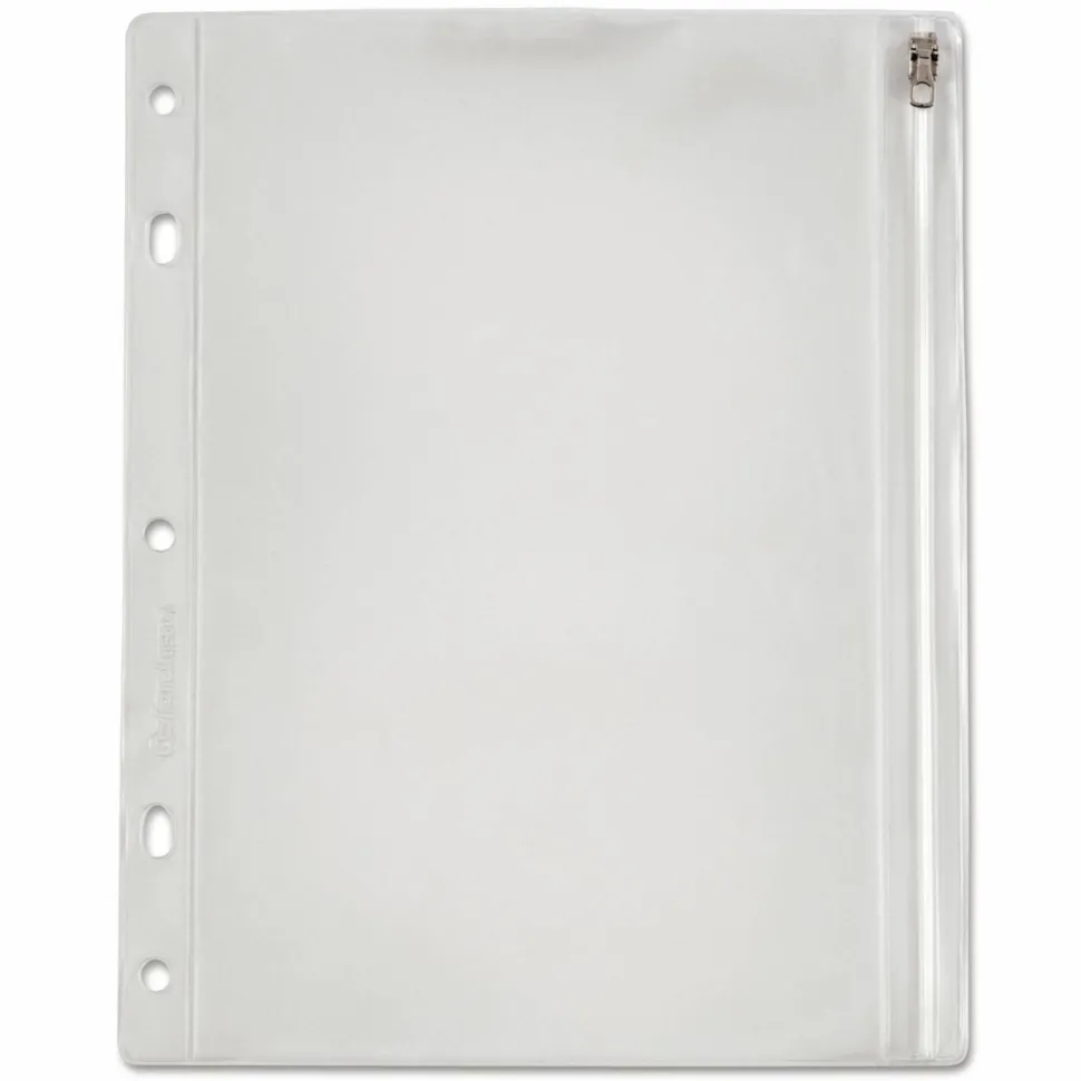 Oxford Zipper Binder Pocket, 2- to 5-Hole Punched, 8" x 10.5", Clear
