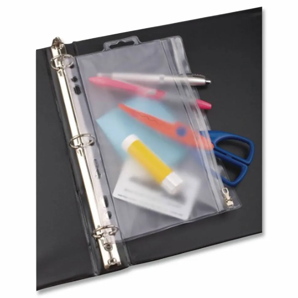 Oxford Zipper Binder Pocket, 2- to 5-Hole Punched, 8" x 10.5", Clear