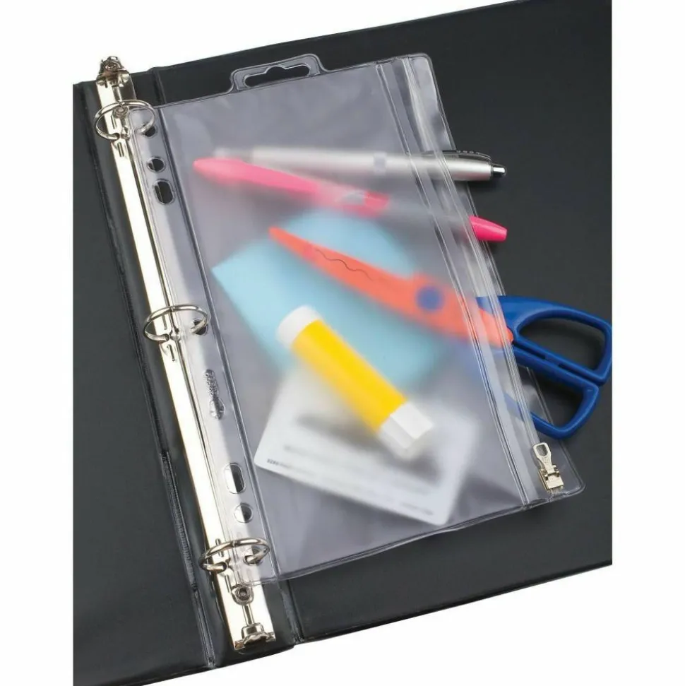 Oxford Zipper Binder Pocket, 2- to 5-Hole Punched, 8" x 10.5", Clear
