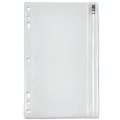 Oxford Zipper Binder Pocket, 2- to 5-Hole Punched, 6" x 9.5", Clear