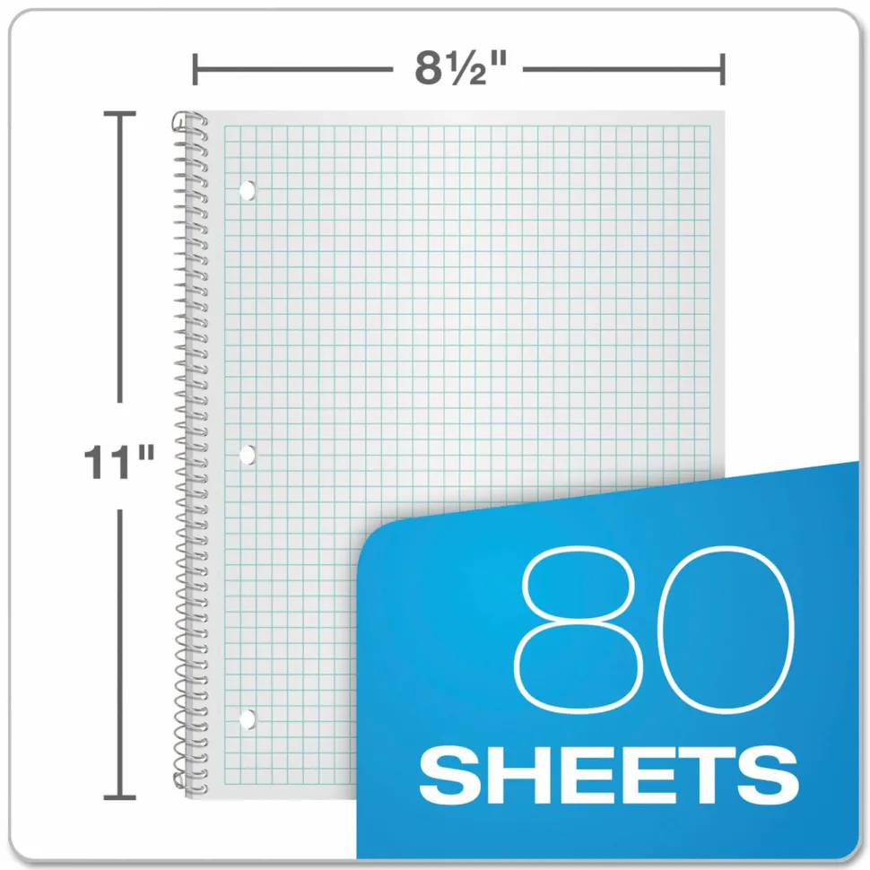 Oxford Earthwise by Oxford Recycled 1-Subject Notebook, Quad Rule (4 sq/in), Randomly Assorted Cover Color, (80) 11 x 8.5 Sheets