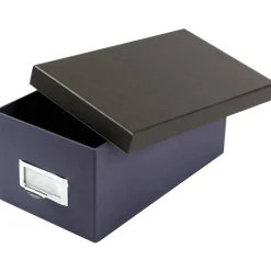 Oxford Index Card Storage Box, Holds 1,000 4 x 6 Cards, 6.5 x 11.5 x 5, Pressboard, Indigo/Black
