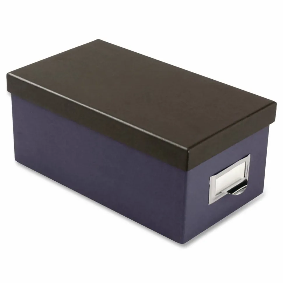 Oxford Index Card Storage Box, Holds 1,000 4 x 6 Cards, 6.5 x 11.5 x 5, Pressboard, Indigo/Black