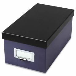 Oxford Index Card Storage Box, Holds 1,000 4 x 6 Cards, 6.5 x 11.5 x 5, Pressboard, Indigo/Black