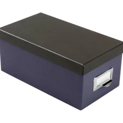 Oxford Index Card Storage Box, Holds 1,000 4 x 6 Cards, 6.5 x 11.5 x 5, Pressboard, Indigo/Black