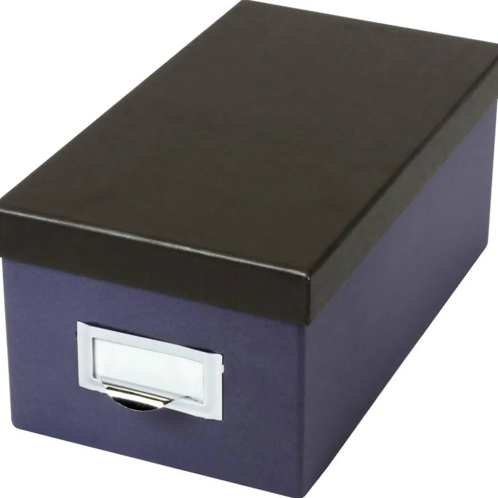 Oxford Index Card Storage Box, Holds 1,000 4 x 6 Cards, 6.5 x 11.5 x 5, Pressboard, Indigo/Black