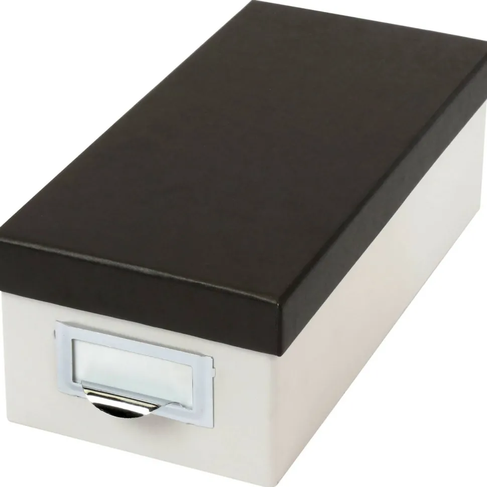 Oxford Index Card Storage Box, Holds 1,000 3 x 5 Cards, 5.5 x 11.5 x 3.88, Pressboard, Marble White/Black
