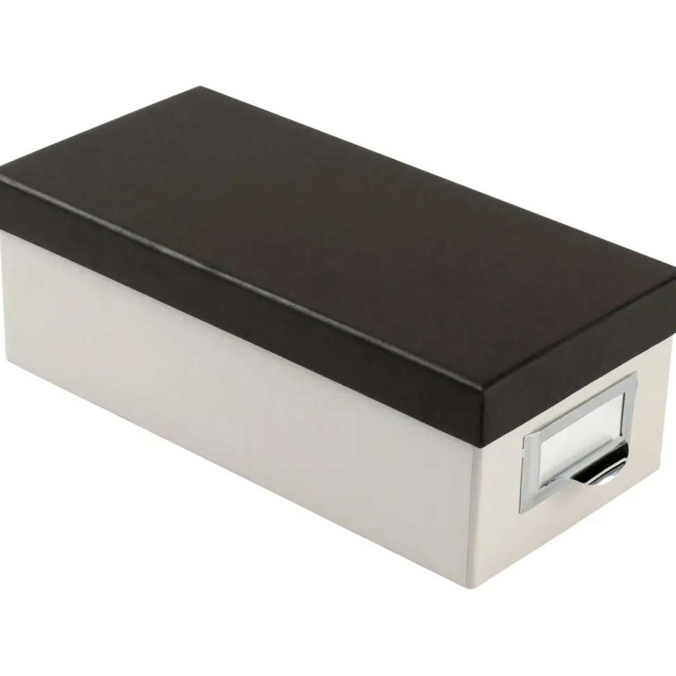 Oxford Index Card Storage Box, Holds 1,000 3 x 5 Cards, 5.5 x 11.5 x 3.88, Pressboard, Marble White/Black