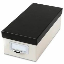 Oxford Index Card Storage Box, Holds 1,000 3 x 5 Cards, 5.5 x 11.5 x 3.88, Pressboard, Marble White/Black