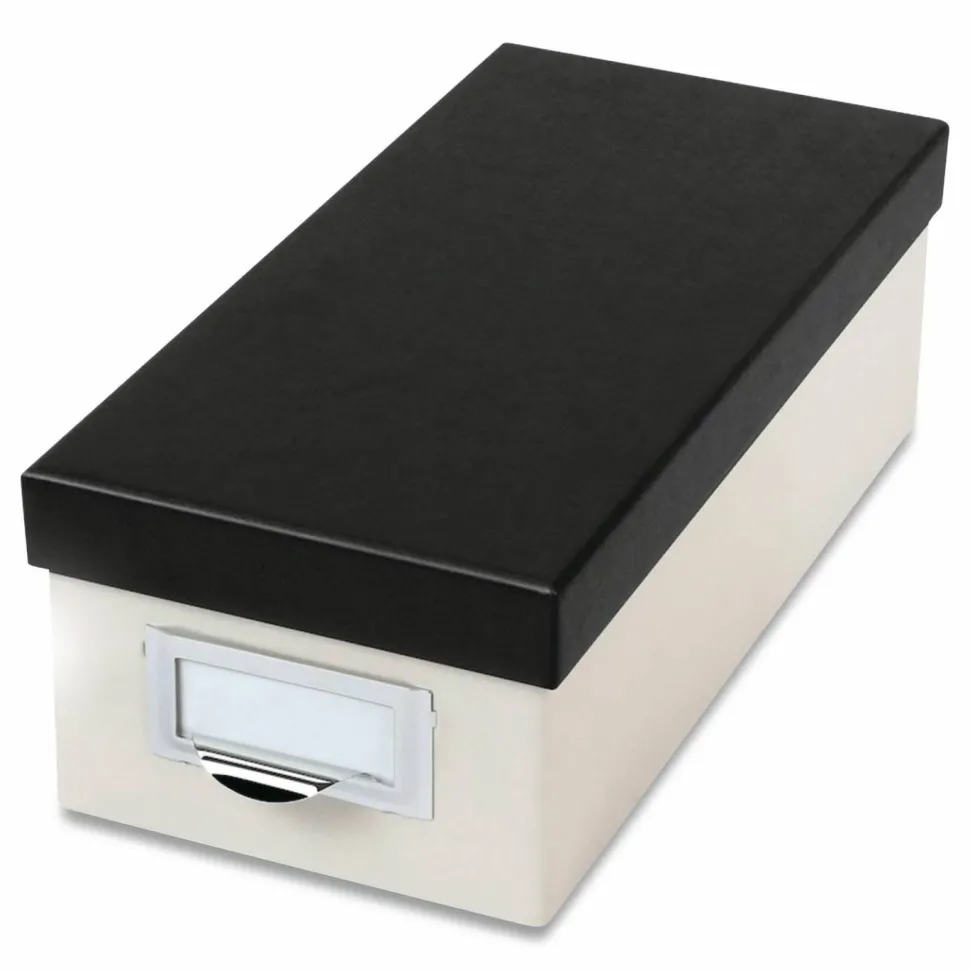 Oxford Index Card Storage Box, Holds 1,000 3 x 5 Cards, 5.5 x 11.5 x 3.88, Pressboard, Marble White/Black