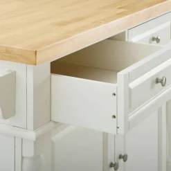 Oxford Kitchen Island W/Upholstered Saddle Stools