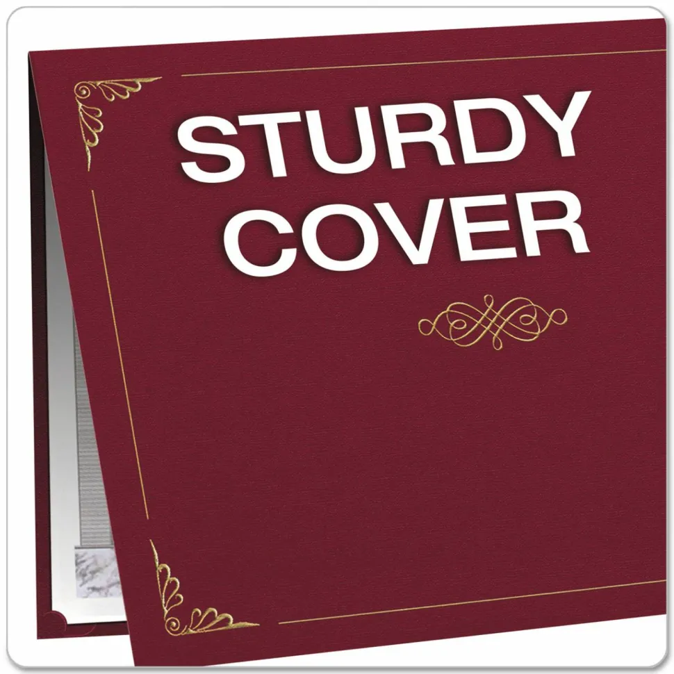 Oxford Letter Certificate Holder - 8 1/2" x 11" - Linen - Burgundy - Acid-free - 5 / Pack
