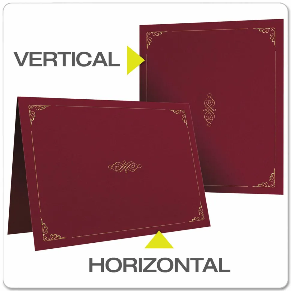 Oxford Letter Certificate Holder - 8 1/2" x 11" - Linen - Burgundy - Acid-free - 5 / Pack