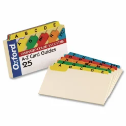 Oxford Manila Index Card Guides with Laminated Tabs, 1/5-Cut Top Tab, A to Z, 5 x 8, Manila, 25/Set