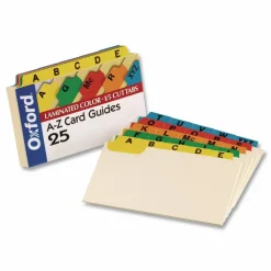 Oxford Manila Index Card Guides with Laminated Tabs, 1/5-Cut Top Tab, A to Z, 4 x 6, Manila, 25/Set