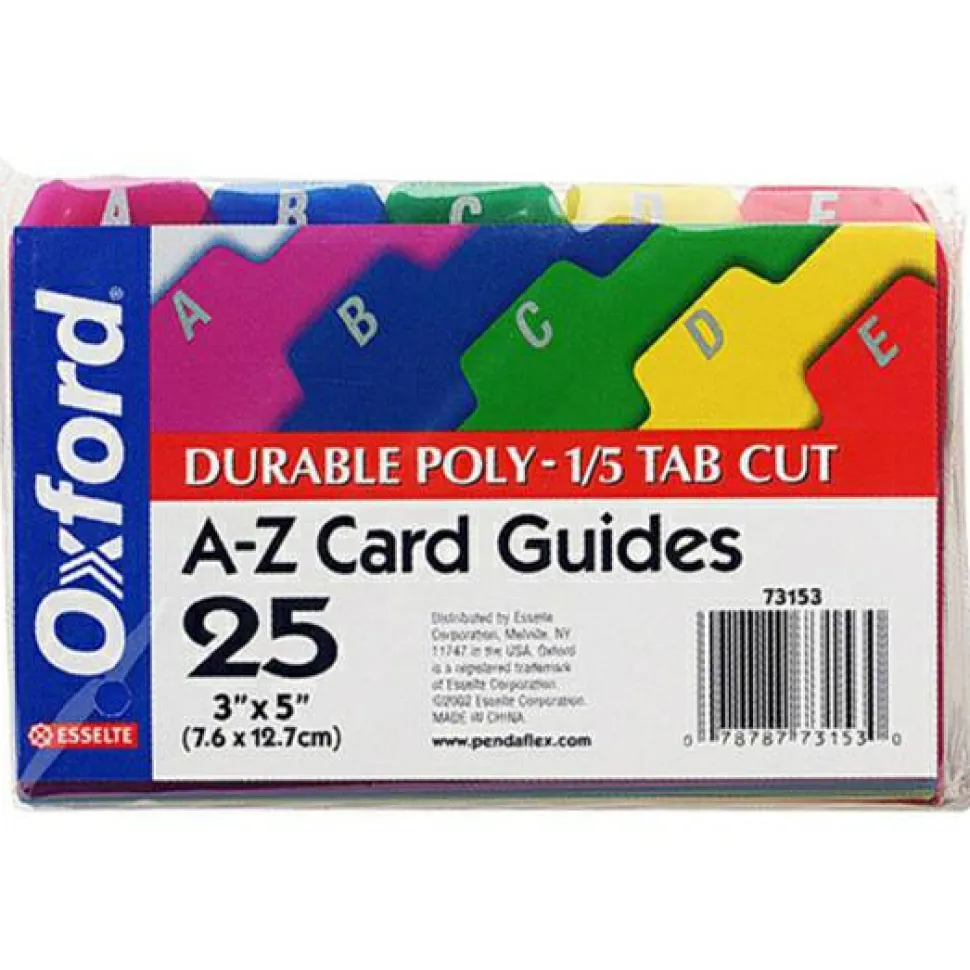 Oxford Poly Card Guides, A-Z, 3" x 5", Assorted Colors