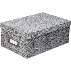 Oxford Reinforced Board Card File, Lift-Off Cover, Holds 1,200 3 x 5 Cards, 5.13 x 11 x 3.63, Black/White