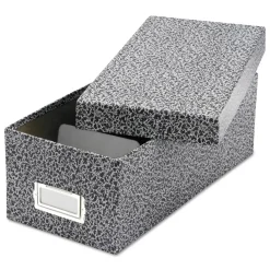 Oxford Reinforced Board Card File, Lift-Off Cover, Holds 1,200 3 x 5 Cards, 5.13 x 11 x 3.63, Black/White