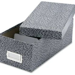 Oxford Reinforced Board Card File, Lift-Off Cover, Holds 1,200 3 x 5 Cards, 5.13 x 11 x 3.63, Black/White