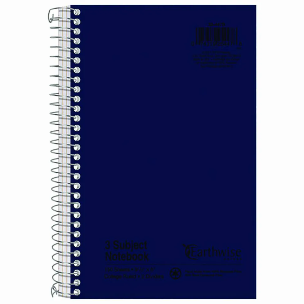 Oxford 3-Subject Wirebound Notebook, 6" x 9 1/2", 150 Sheets, 30% Recycled, Assorted Colors
