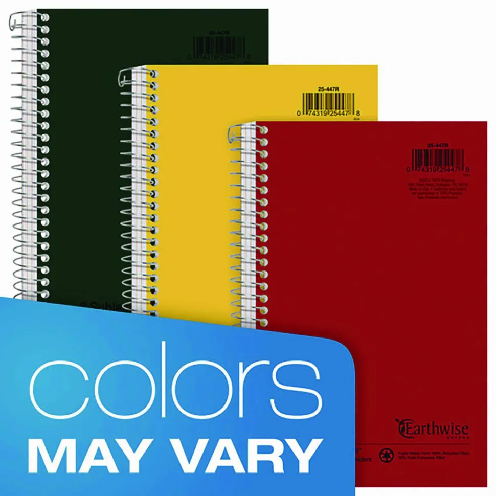 Oxford 3-Subject Wirebound Notebook, 6" x 9 1/2", 150 Sheets, 30% Recycled, Assorted Colors
