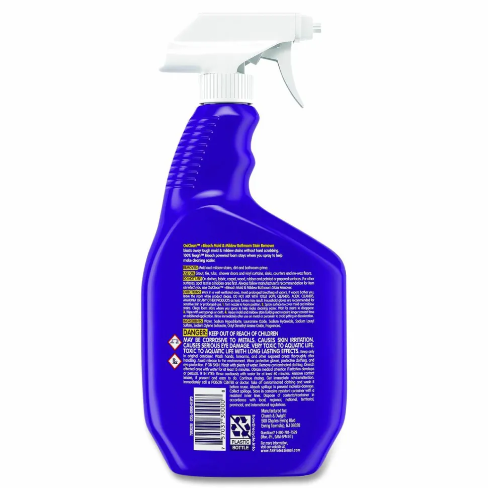 OxiClean Plus Bleach Mold and Mildew Stain Remover, Citrus Scent, 30 oz Trigger Spray Bottle, 8/Carton