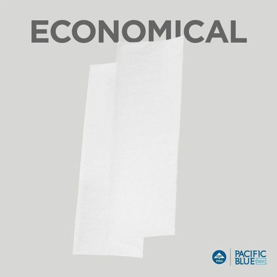 Pacific Blue Basic by GP PRO, 1-Ply, Multifold Paper Towels, 9.2" X 9.4", 100% Recycled, White, 250 Sheets per Pack, 16 Packs Per Case