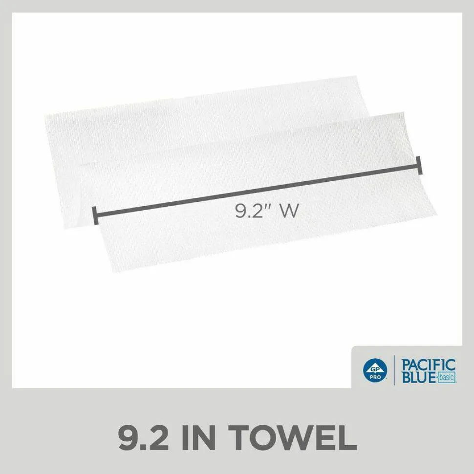 Pacific Blue Basic by GP PRO, 1-Ply, Multifold Paper Towels, 9.2" X 9.4", 100% Recycled, White, 250 Sheets per Pack, 16 Packs Per Case