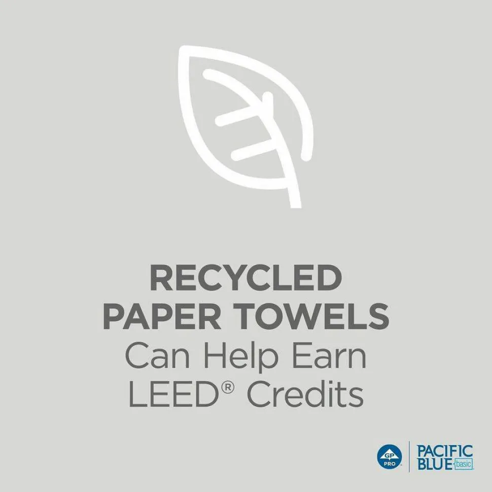 Pacific Blue Basic by GP PRO, 1-Ply, Multifold Paper Towels, 9.2" X 9.4", 100% Recycled, White, 250 Sheets per Pack, 16 Packs Per Case