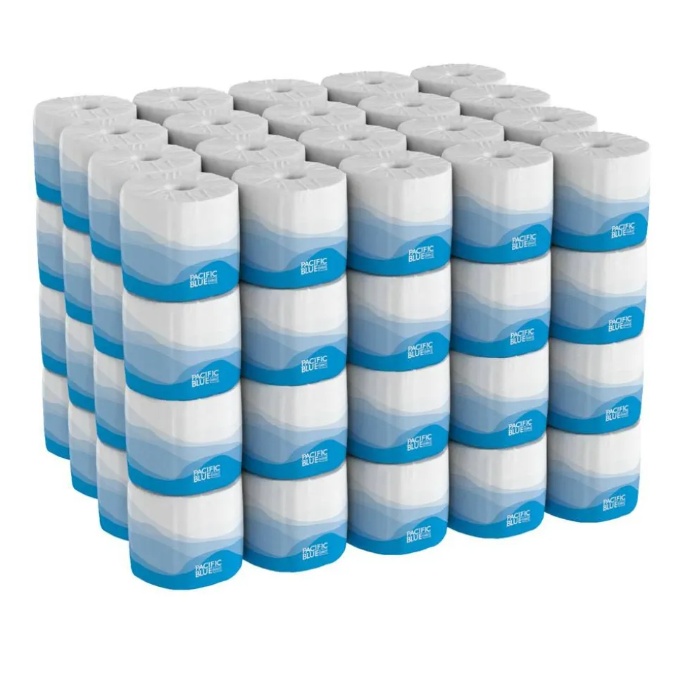 Pacific Blue by GP PRO, 2 Ply, Standard Roll Embossed Toilet Paper, 4"x3.8", 20% Recycled, White, 550 Sheets, 80 Rolls per Case