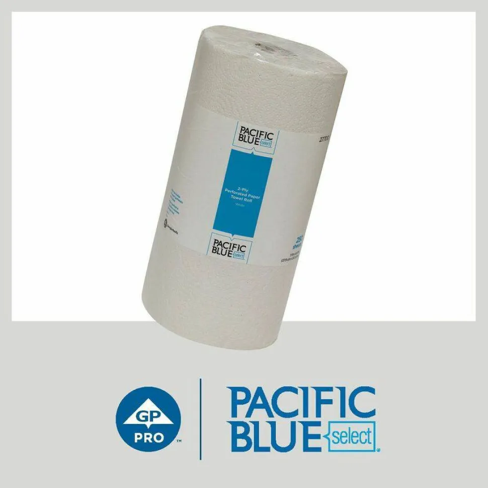 Pacific Blue Select by GP PRO, 2-Ply, Perforated Paper Towels, White, 12 Rolls Per Case, 250 Sheets Per Roll