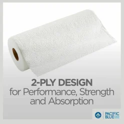Pacific Blue Select by GP PRO, 2-Ply, Perforated Paper Towels, White, 12 Rolls Per Case, 250 Sheets Per Roll