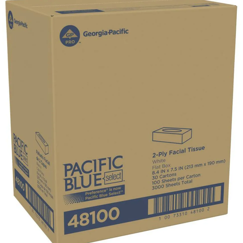 Pacific Blue Select Facial Tissue by GP Pro - Flat Box