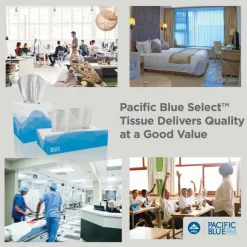 Pacific Blue Select 2-Ply Facial Tissue, Cube Box, White, 10% Recycled Fiber, 36 Boxes Per Case, 100 Tissues Per Box