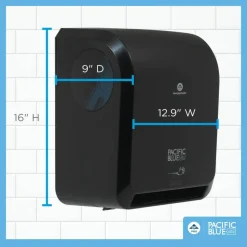 Pacific Blue Ultra Automated High-Capacity Paper Towel Dispenser, 59590, 16"H x 9"D x 12.9"W, Black, 1 Dispenser