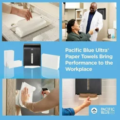 Pacific Blue Ultra by GP PRO, 1-Ply, Z-Fold Paper Towels, 10.2" X 10.8", White, 220 Sheets per Pack, 10 Packs Per Case