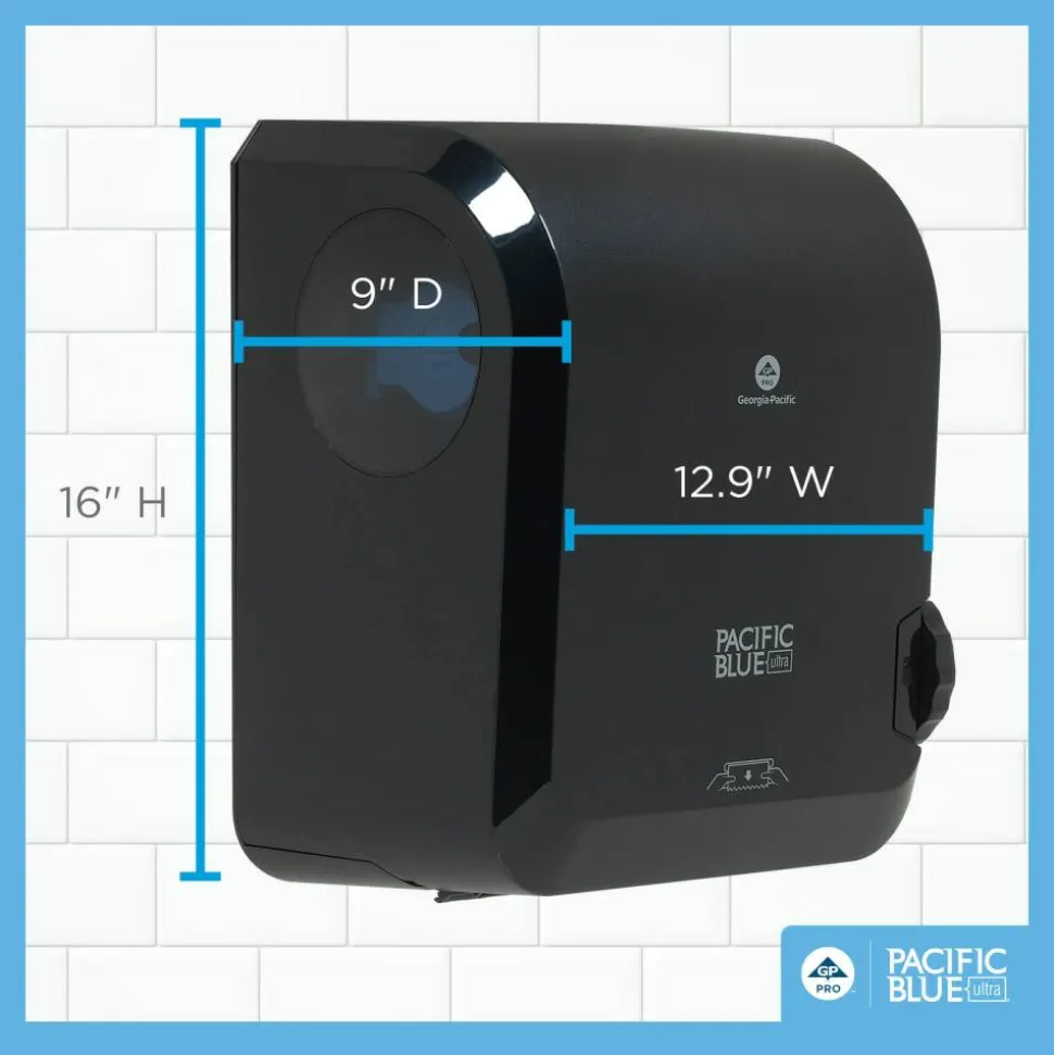 Pacific Blue Ultra Mechanical High-Capacity Paper Towel Dispenser, 59589, 16"H x 9"D x 12.9"W, Black, 1 Dispenser