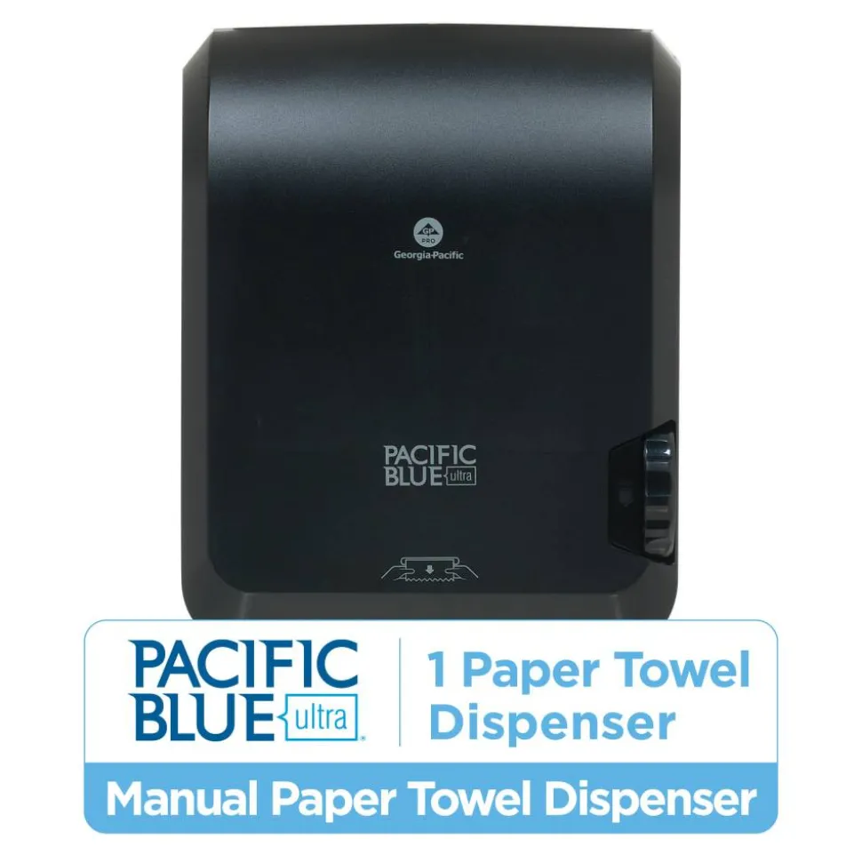 Pacific Blue Ultra Mechanical High-Capacity Paper Towel Dispenser, 59589, 16"H x 9"D x 12.9"W, Black, 1 Dispenser