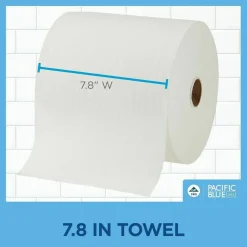 Pacific Blue Ultra Paper Towel Rolls, 1-Ply, 40% Recycled Fiber, White, 7.87" x 1150' Rolls, 6 Rolls per Case