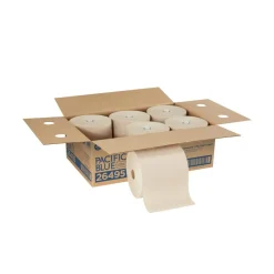 Pacific Blue Ultra Paper Towel Rolls, 1-Ply, 100% Recycled Fiber, Brown, 7.87