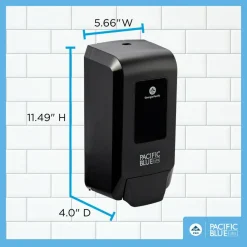 Pacific Blue Ultra Wall-Mount Manual Soap & Sanitizer Dispenser, 11.49"H x 5.66"W x 4"D, Black, 1 Dispenser